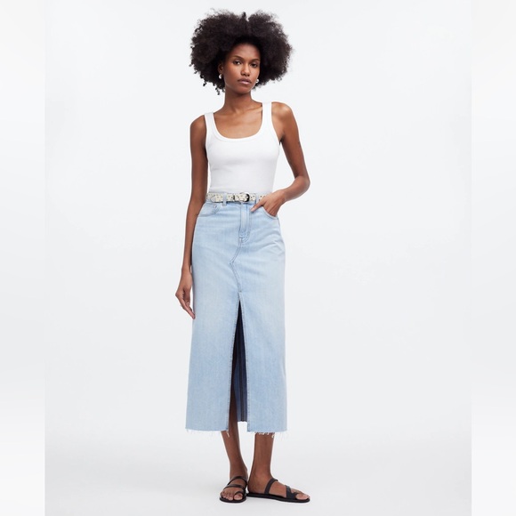 NWT MADEWELL The Rilee Denim Midi Skirt - Picture 1 of 9